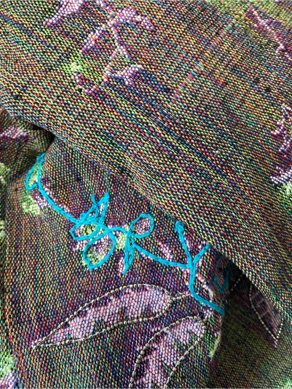 Signals Floral Tapestry Open Front Jacket L Boho Fringe Embroidered Cardigan - Picture 4 of 11